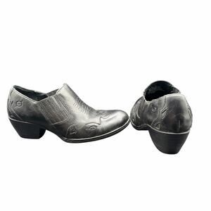 Børn Black Leather Western Slip-On Booties Women’s 8.5 EU 40 Born